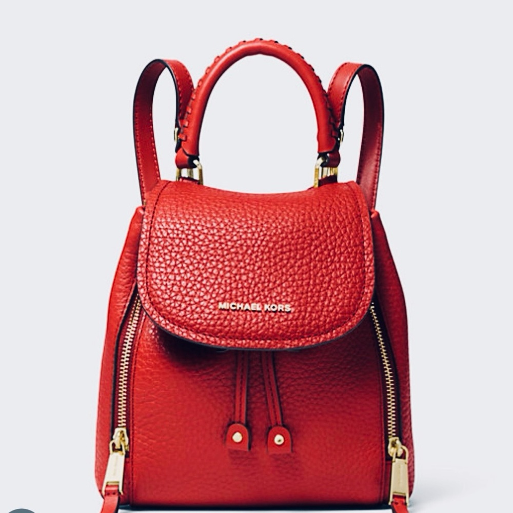 Michael Kors Red Leather Backpack
